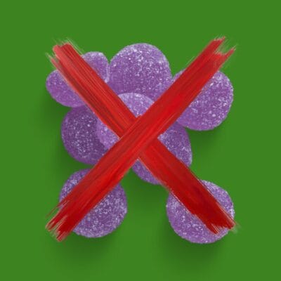 Sleep gummies with a red x over them.