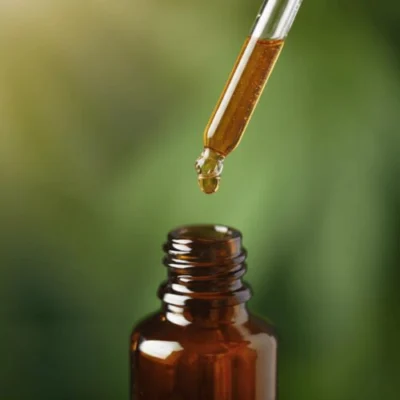 A dropper full of full spectrum CBD tincture.