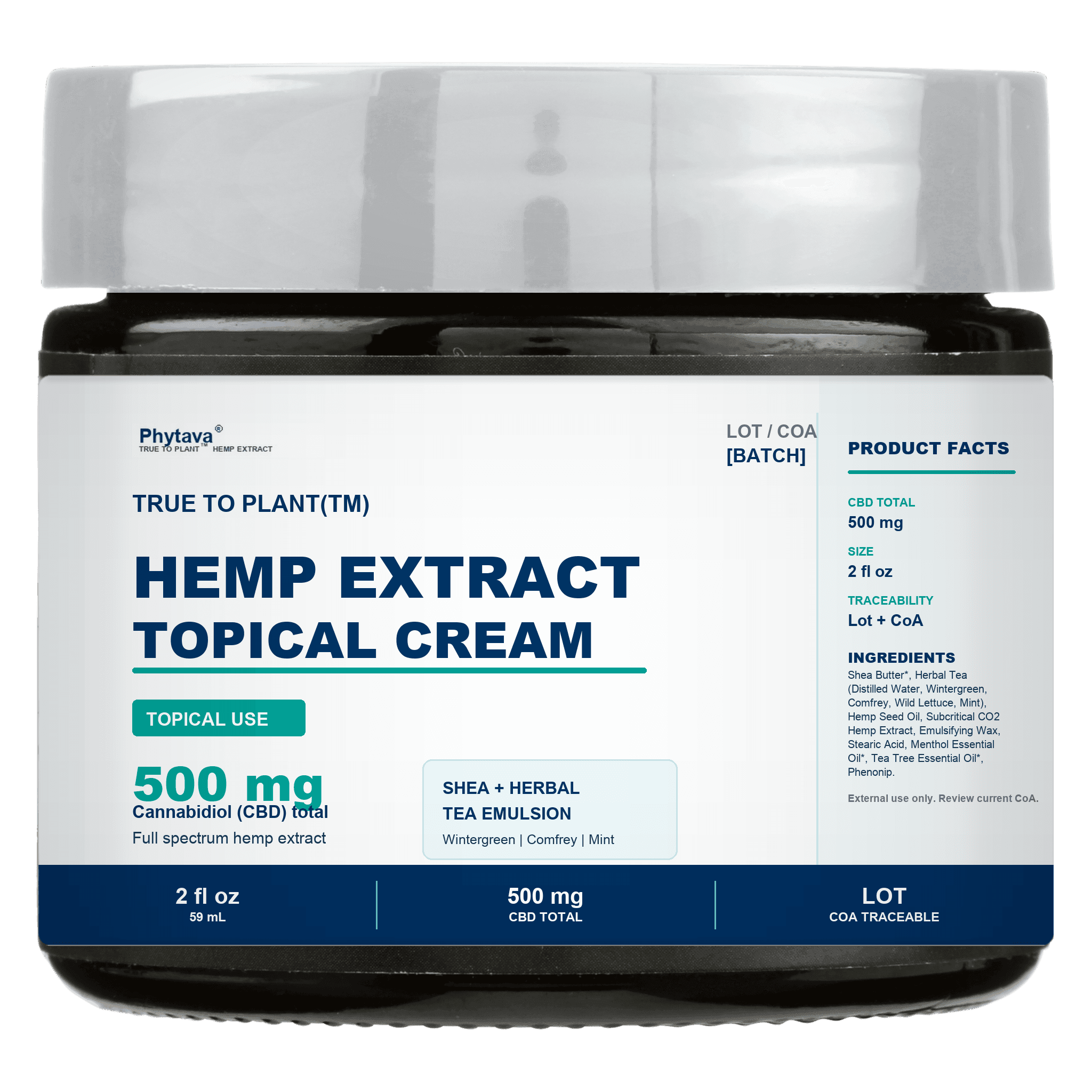 Phytava hemp extract topical cream jar