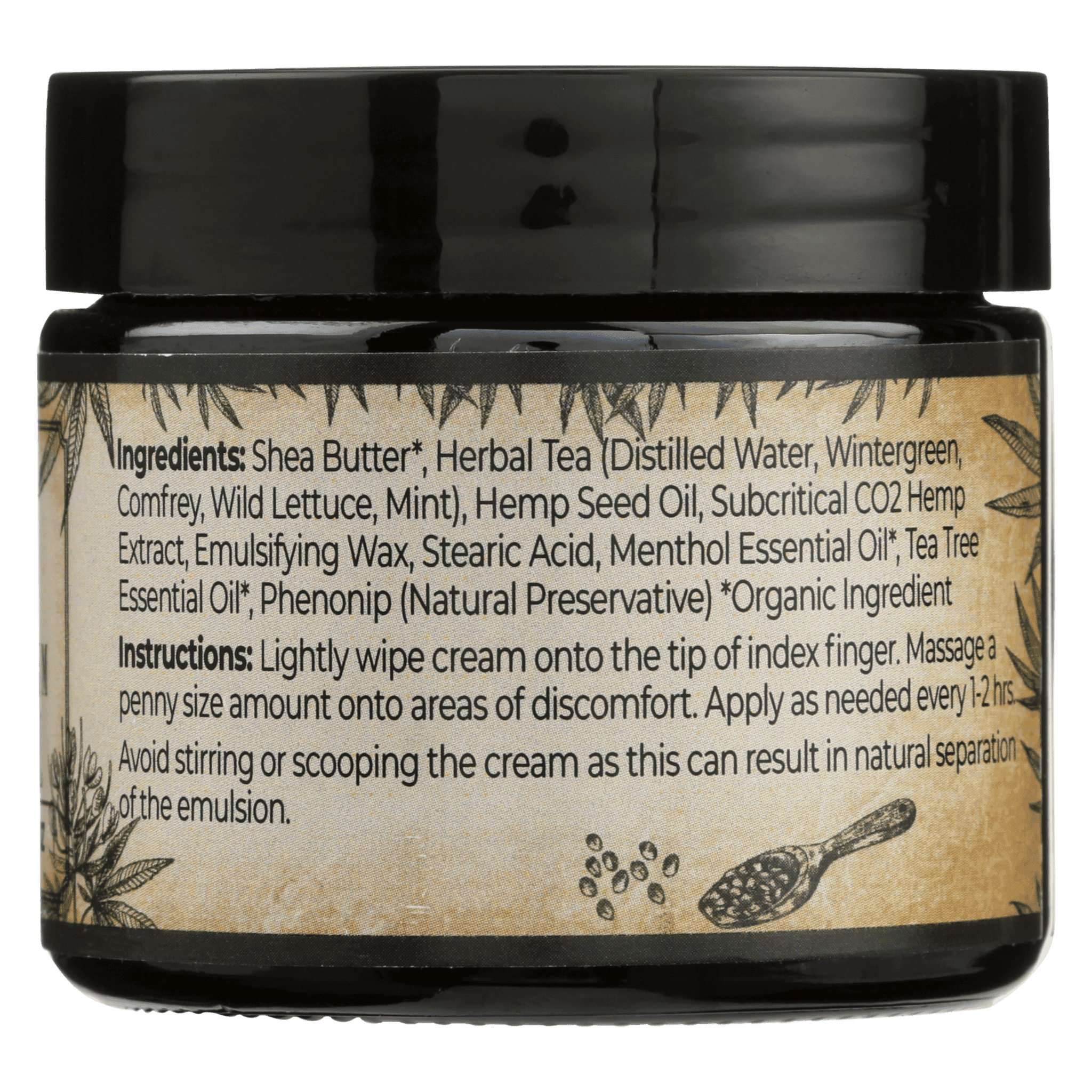 Official Western MA Hemp Full Spectrum CBD Lotion jar showing its ingredient label